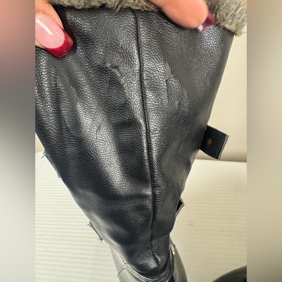 Stuart Weizmann snowflake black grainy nero rubber boot size 8.5 39 faux fur - Picture 9 of 17